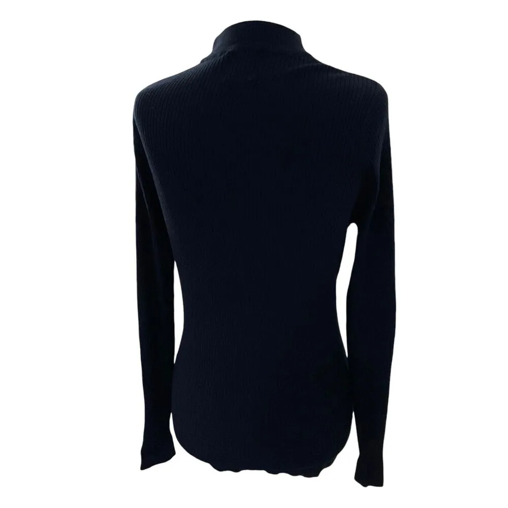 Zara Blue Knit Stretch Fitted Sweater Women's Size Small | 32-2 - Image 2