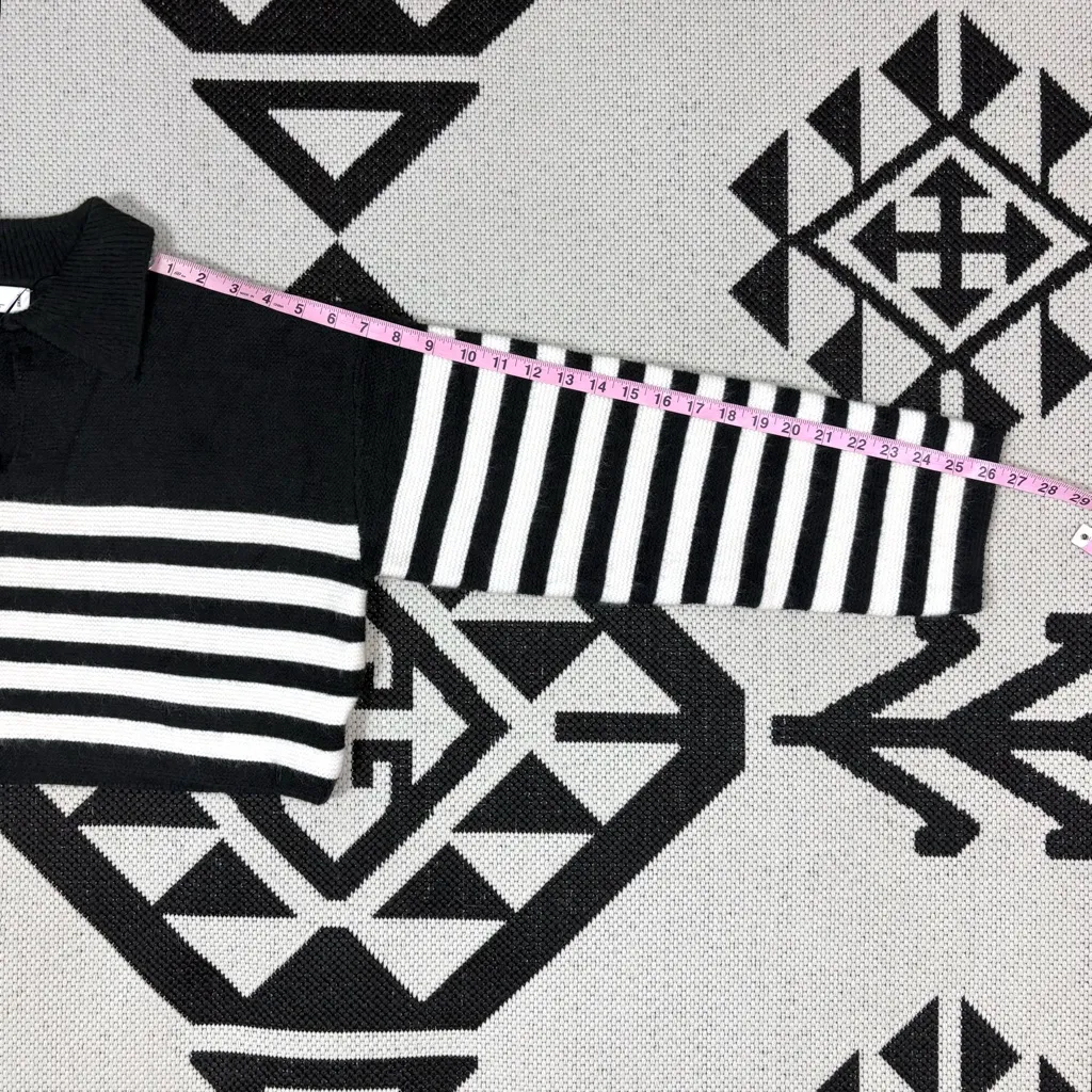 Crescent x Stile Collection Corbin Striped Collared Cropped Knit Sweater Small - Image 8
