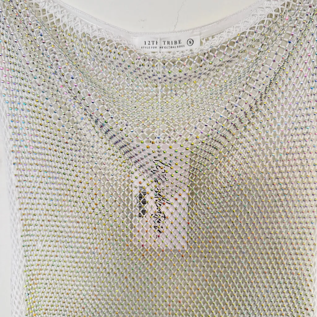 12th Tribe Briana Mini Silver Rhinestone Strapless Dress - Image 5