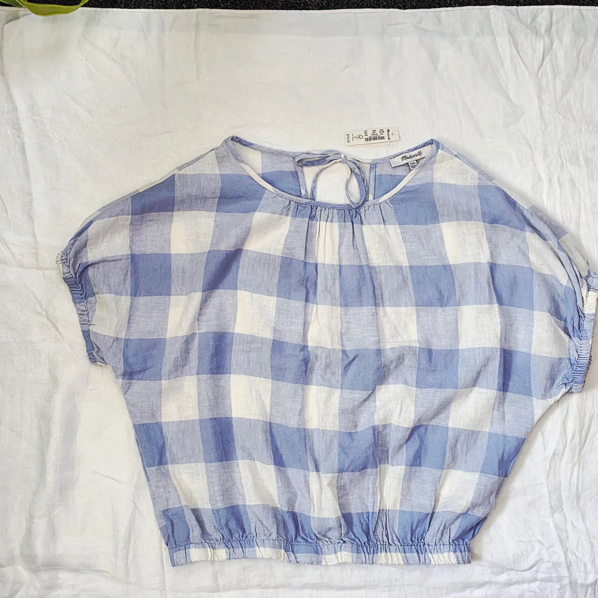 Madewell  Light Blue and White Patterned Blouse - Image 2