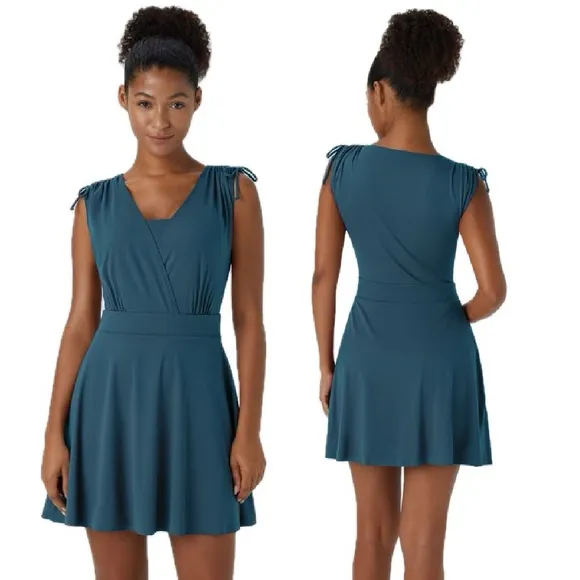 NWT Halara Drawstring Flare 2-in-1 Pocket Mini Casual Dress w Tube Top in Blue S - Image 2