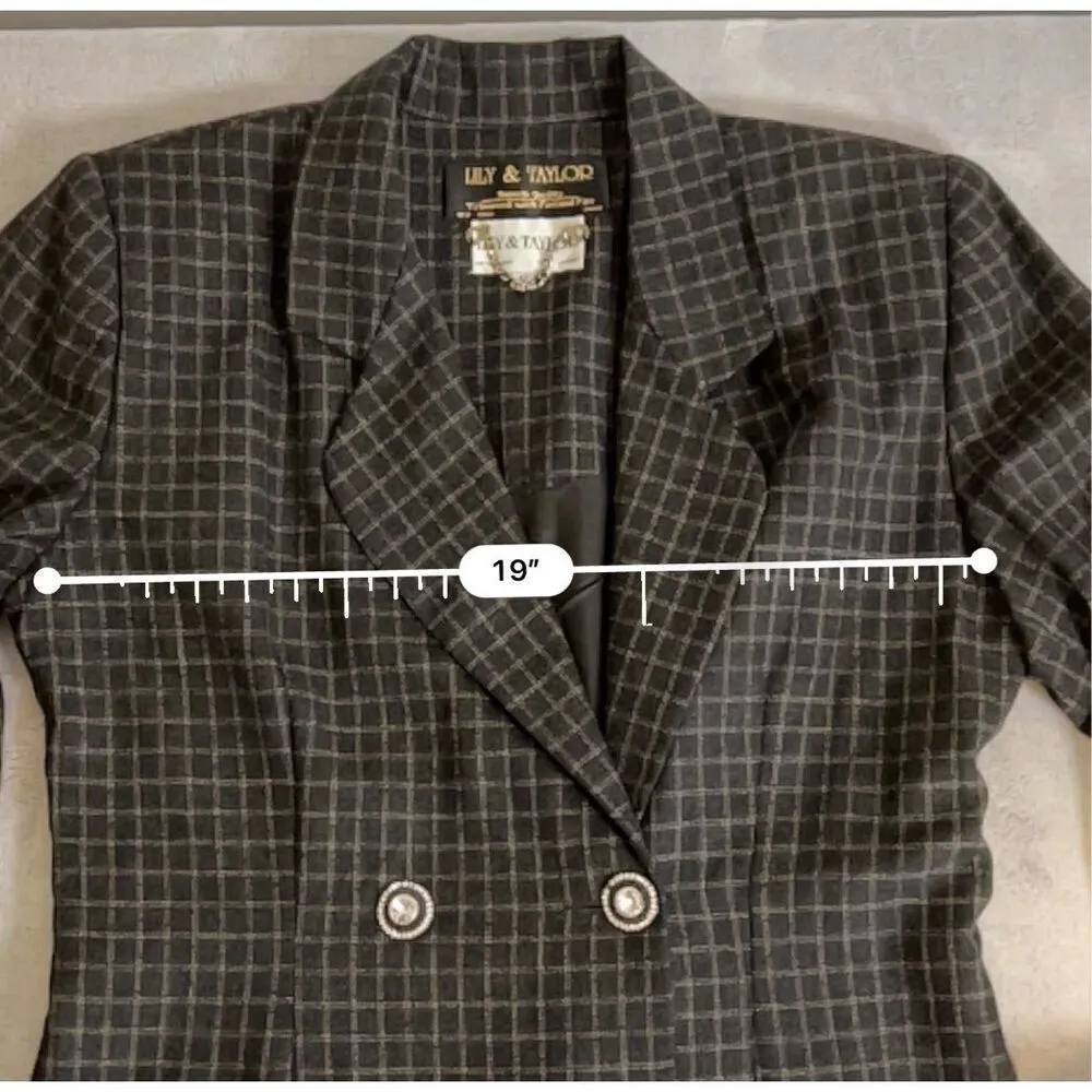 Vintage Lily & Taylor Women’s Fox Fur Trimmed Trench Coat Wool 12 Gray - Image 7