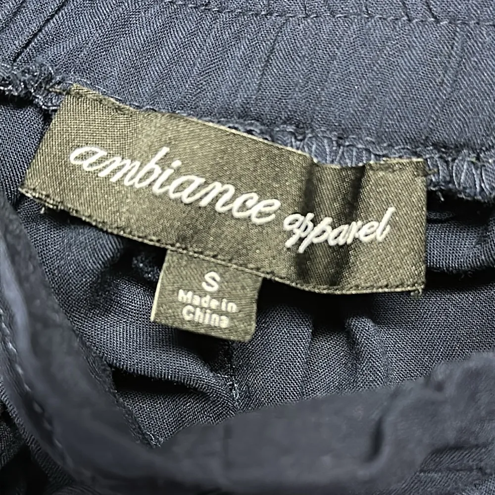 Ambiance Navy High Elastic and Tie Waist Pleated Paper Bag Pocket Shorts Small Blue - Image 10