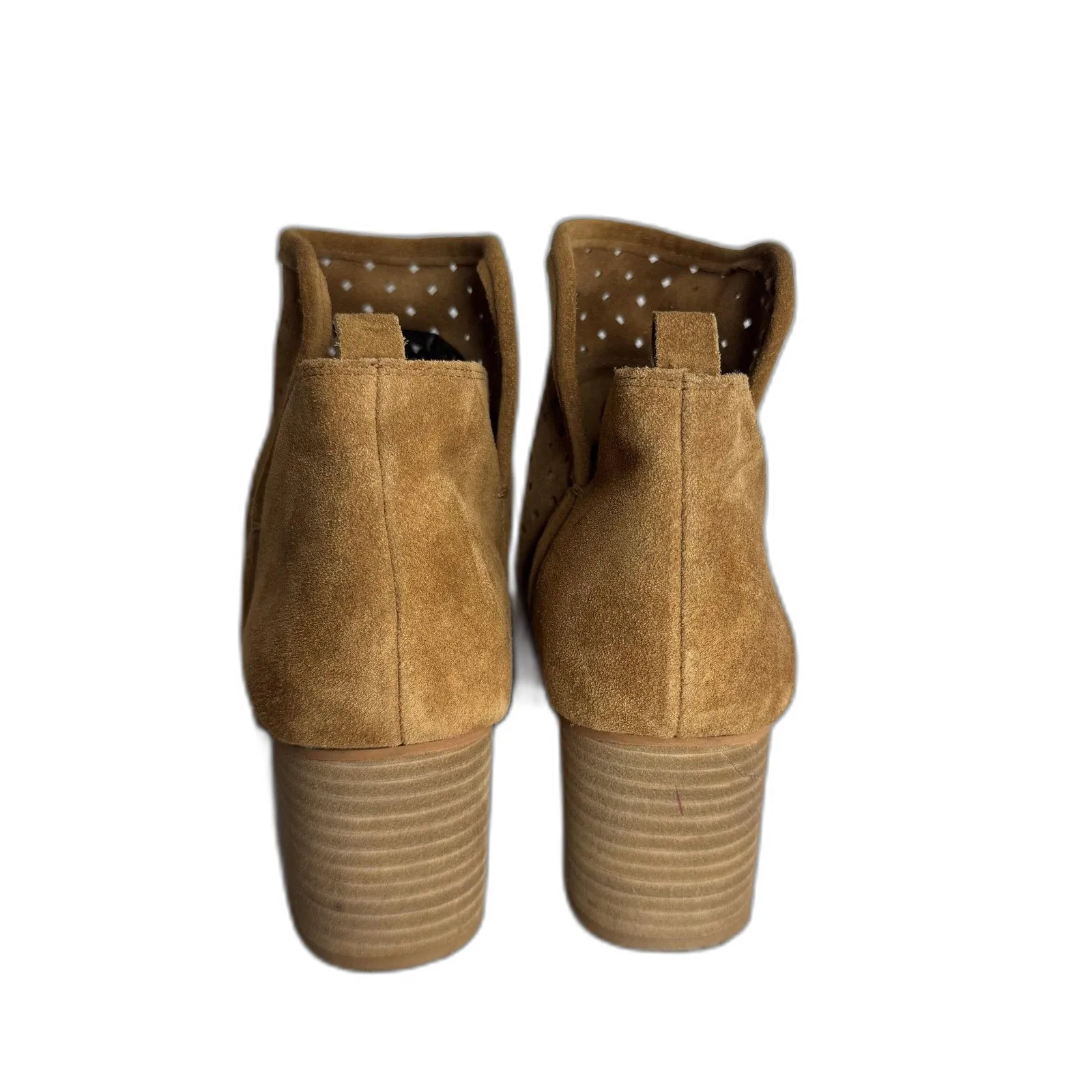 Gianni Bini Shoes Womens Size 10M Tan Suede Peep Toe Heeled Booties Cutout Ankle - Image 5