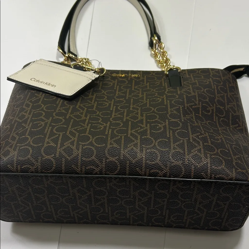 Calvin Klein Black and Brown Monogram Tote - Image 16