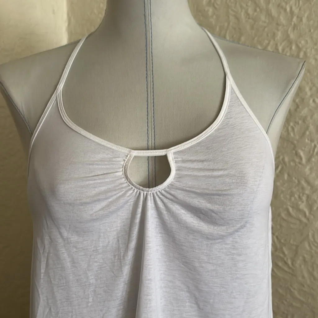 Lululemon Tighten Up Tank Top White Strappy Back Sheer Keyhole 6 - Image 4