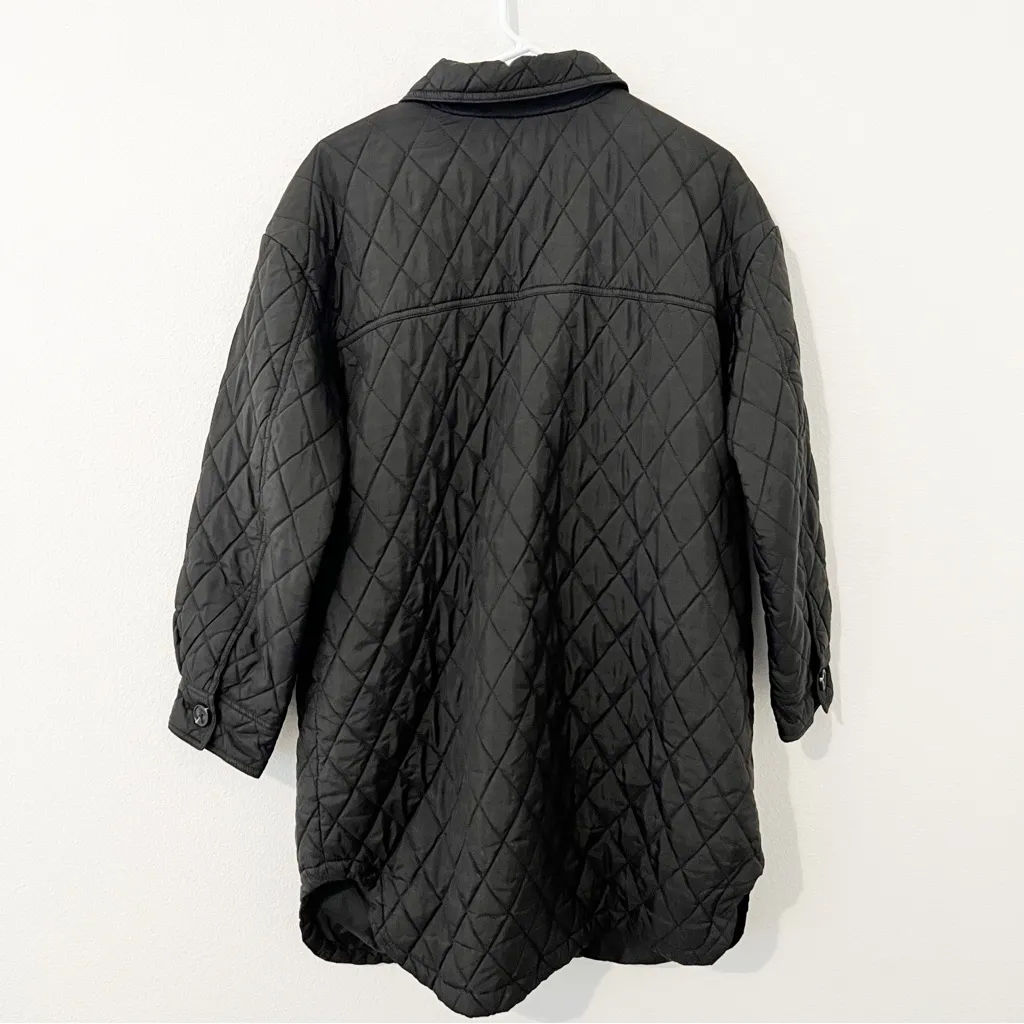 Michael Kors Black Puffer Button Front Jacket Long Length Size Large L - Image 6