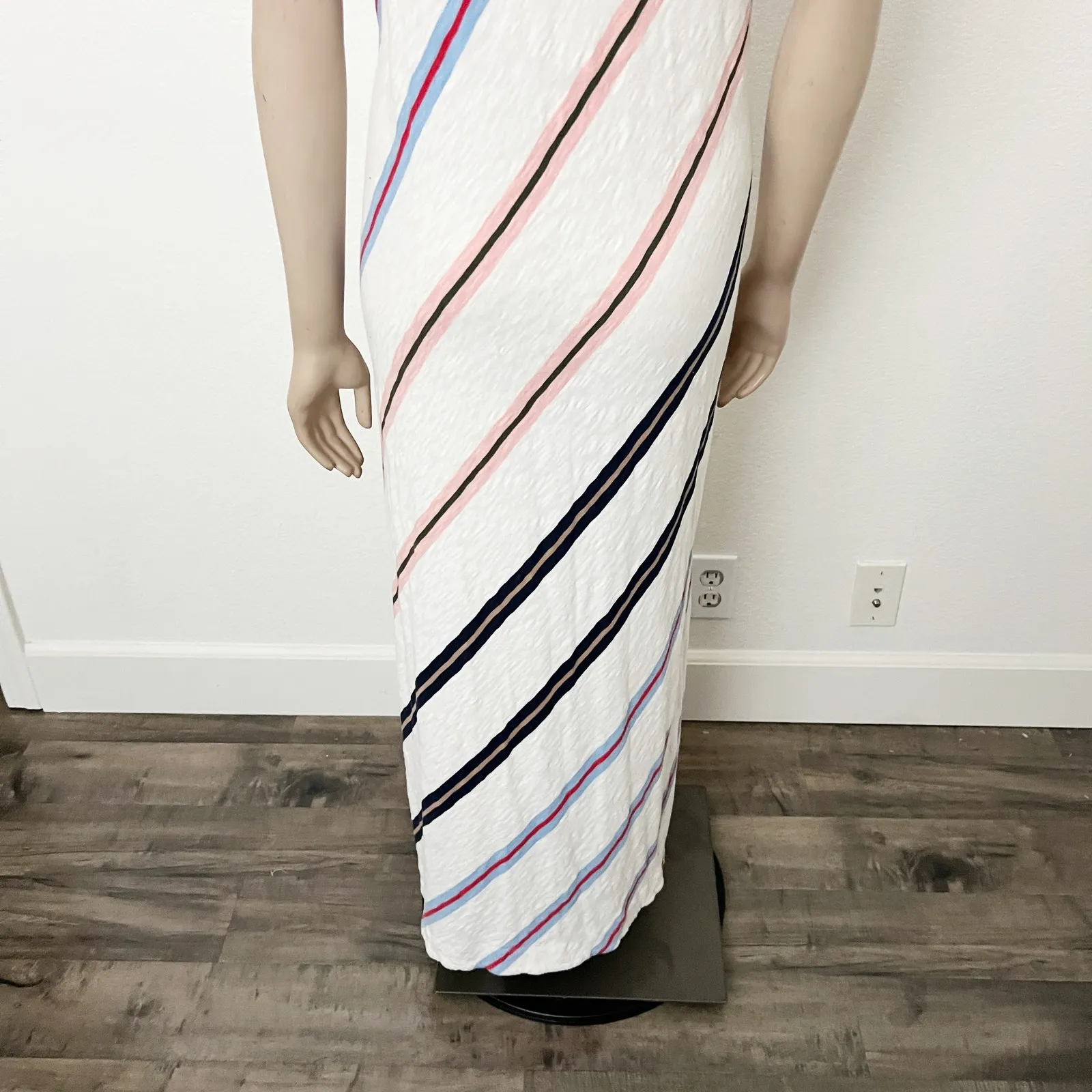[LOFT] Lou & Grey Striped Slub Jersey Tank Midi Dress Scoop Neck Side Slit Sz XL - Image 8