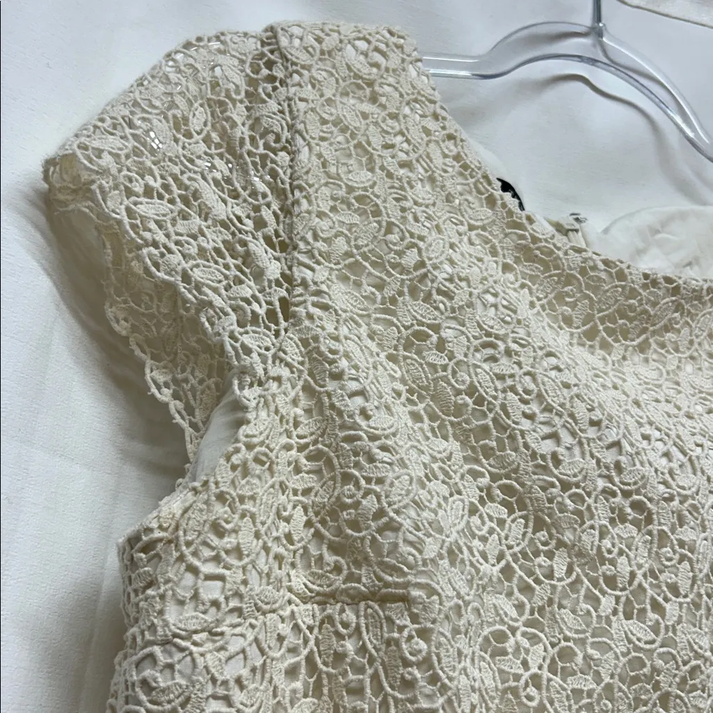 Talbots Dress Women Size 12 Petite Cream Lace Crochet Embroidered Boho Cottage - Image 5