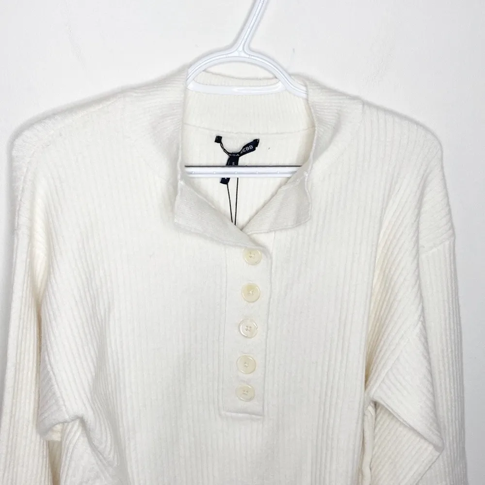Marissa Webb Arie ribbed cashmere blend Henley sweater in cream size S White - Image 5