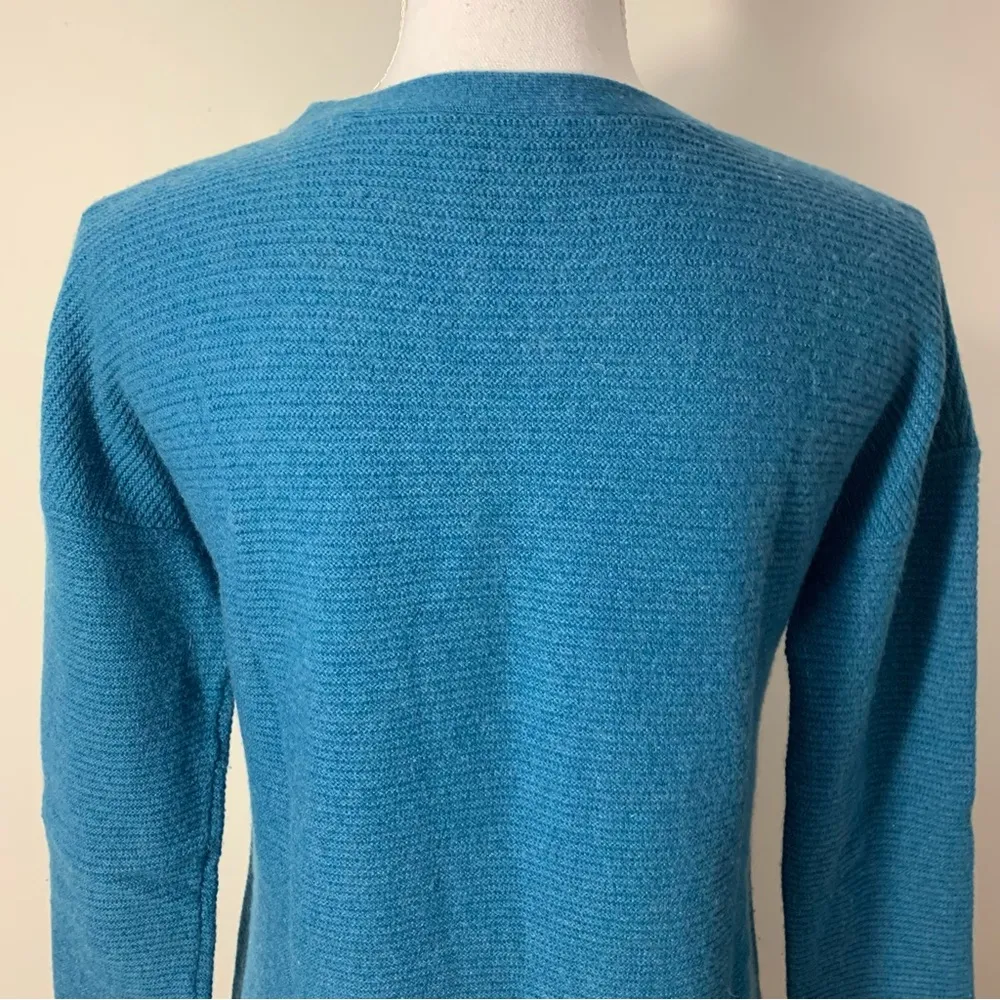 Griffen Teal Cashmere Ribbed Knit Crew Neck Sweater Size S Blue - Image 9