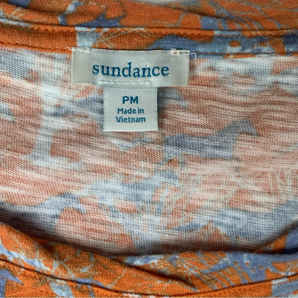 Sundance medium petite long sleeve horse blue orange shirt equestrian riding cot - Image 4