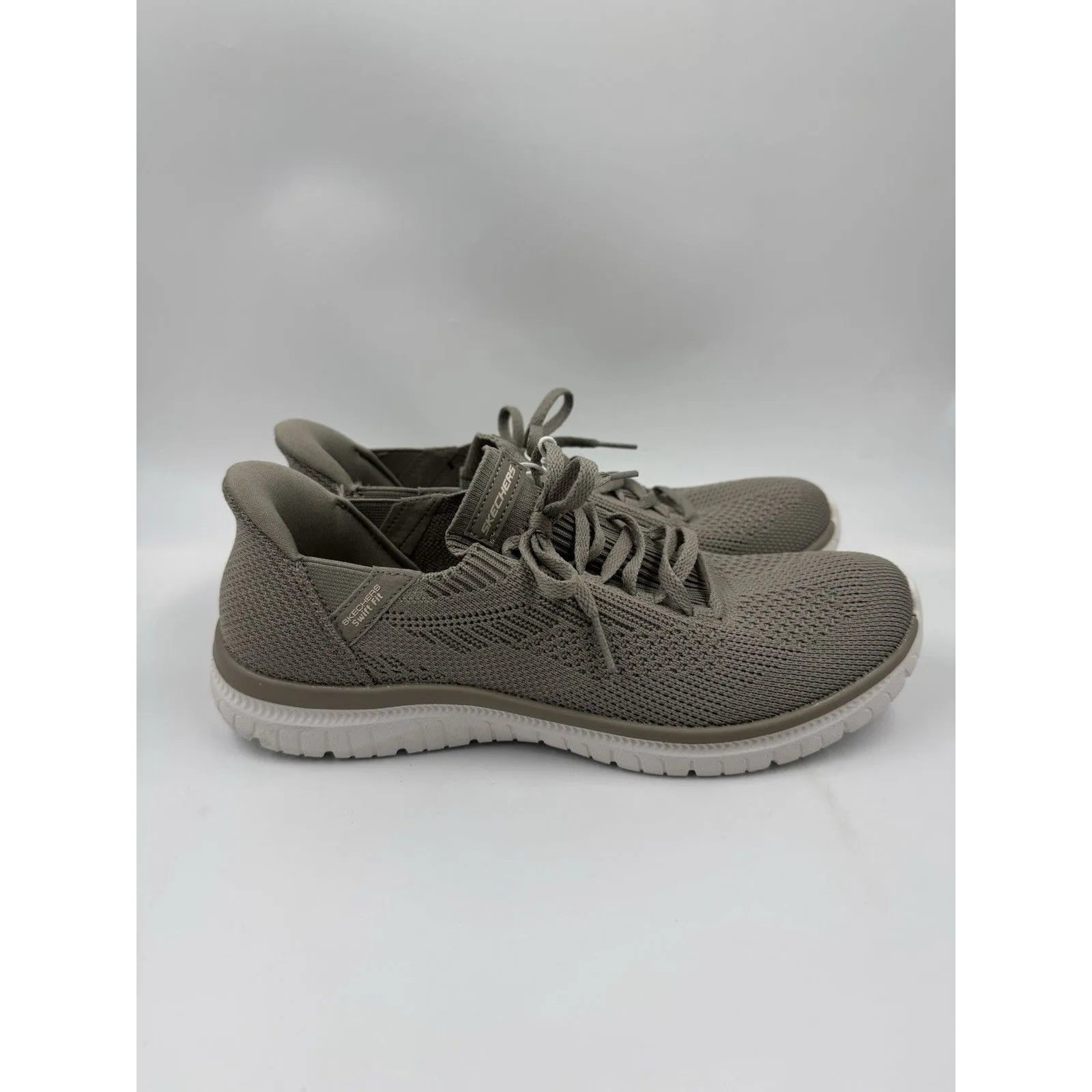 New Skechers Women Taupe Beige Virtue Swift Fit Sneaker Hands Free Memory Foam 9 - Image 12