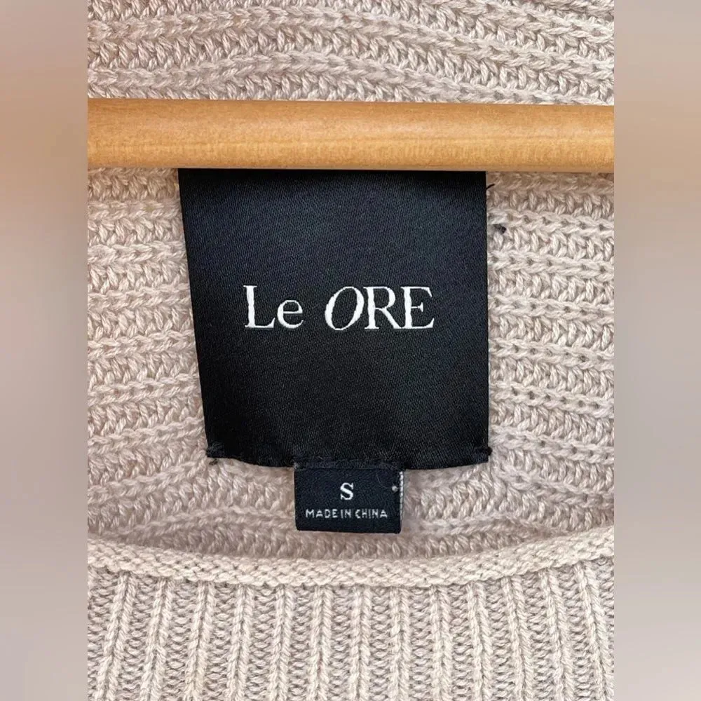 Le Ore Lodi Ribbed Sweater Size S Cropped Almond Tan - Image 7