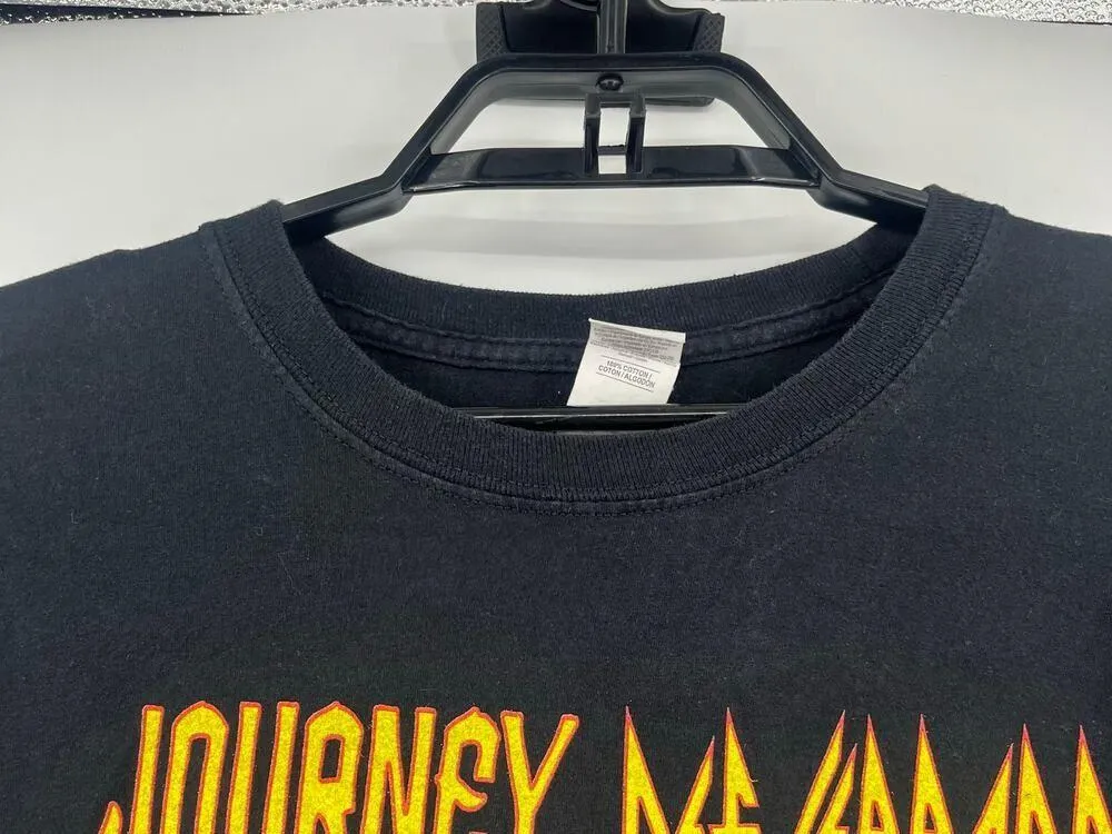 JOURNEY DEF LEPPPARD Band T-Shirt Sz Large Black Concert Tour Graphic Flag - Image 2