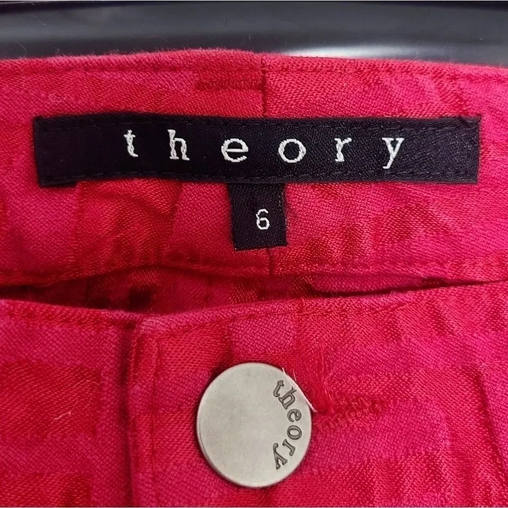 Theory Jeans Straight Leg Geometric Red‎ Denim Size 6 - Image 11