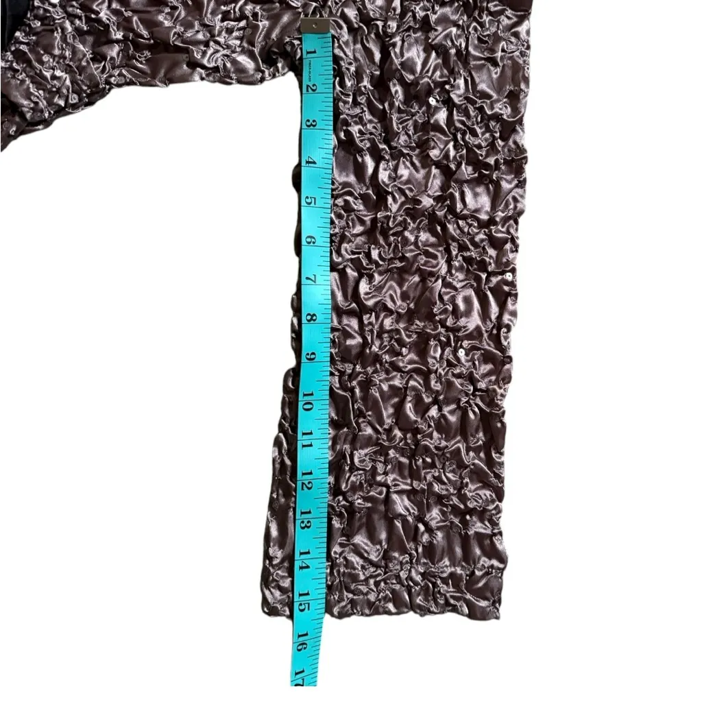 Vintage Cachet Top Silky Evening Wedding Taupe Beaded Faux Wrap Size XL Elegant Tan - Image 5