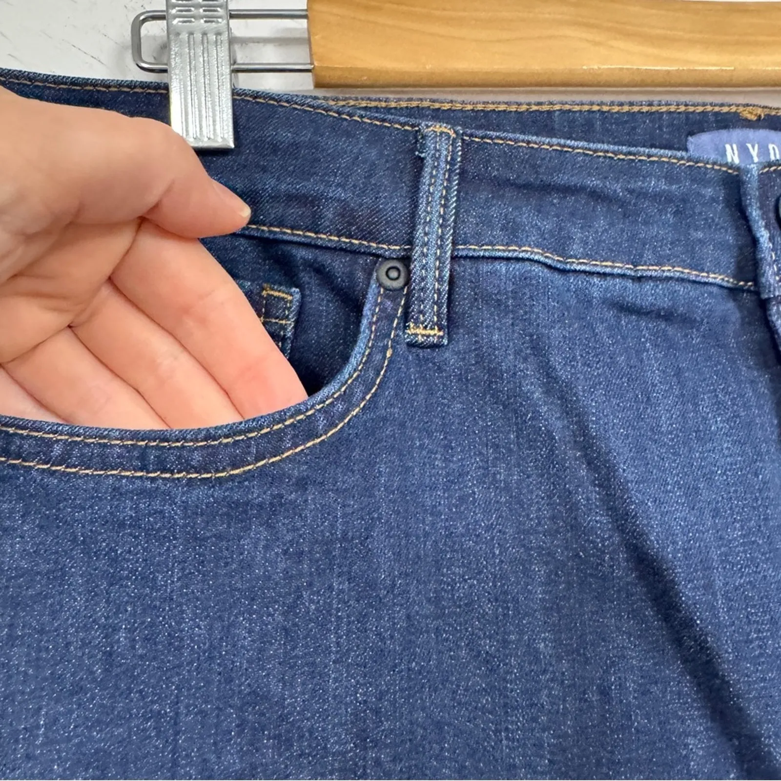 NYDJ Blue Dark Wash Curvy Skinny Jeans Womens 14 Casual Stretch High Rise Denim - Image 2