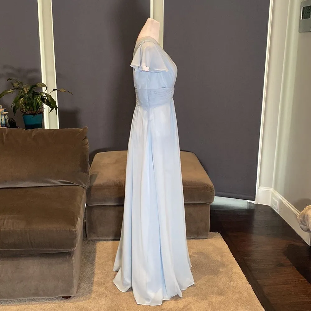 Women’s Blue Chiffon Full Length Bridesmaid Prom Party Dress Size 6 NWOT - Image 4