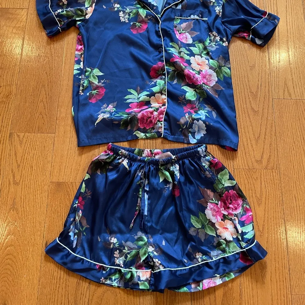 Blush Bride Co Navy Satiny PJS - Image 2