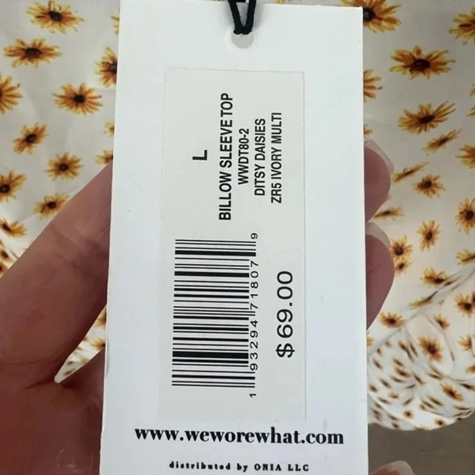 WeWoreWhat Ditsy Daisy Flower Billow LongSleeve Crop Open Back Top L Yellow - Image 9