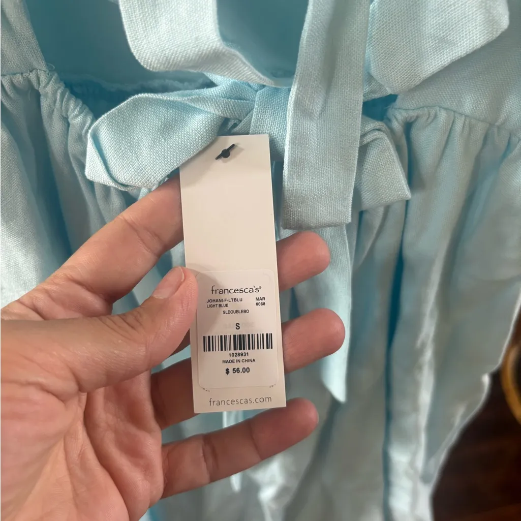 Francesca's Double Bow Back Light Blue Mini Dress - Image 8