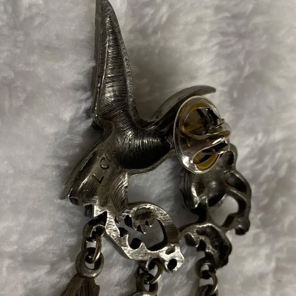 Hummingbird Flower Pin Brooch Jewelry Silver Color Butterfly Lady Bug Dangles - Image 8