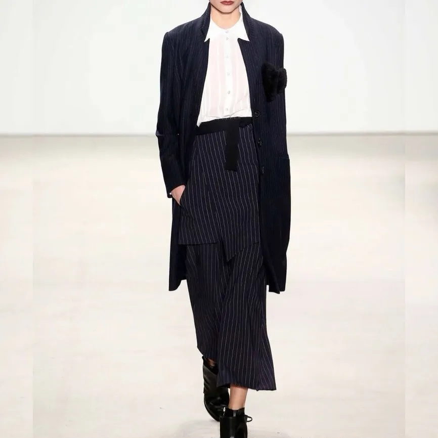 NEW Marissa Webb Jacob Pinstripe Heart Overcoat Blue - Image 4