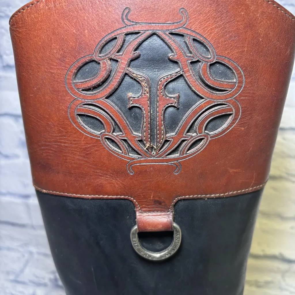 Frye Boots Womens Melissa Black Leather Tall Riding Logo Monogram 76436 Size 8 B - Image 7