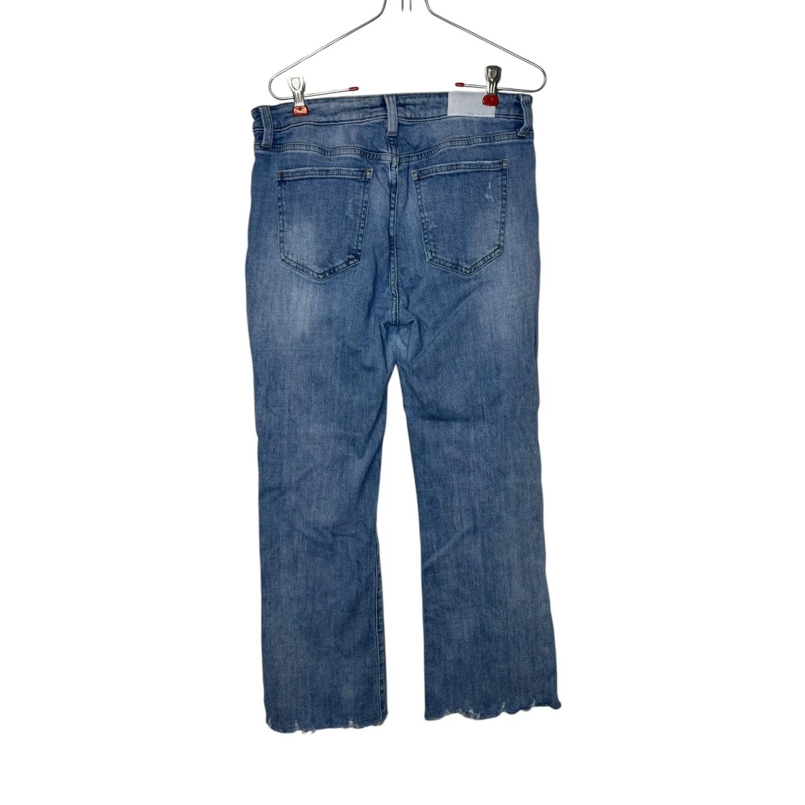 Pistola Women's Jeans Straight Leg Distressed Raw Hem Stonewash Denim Size 28 - Image 6