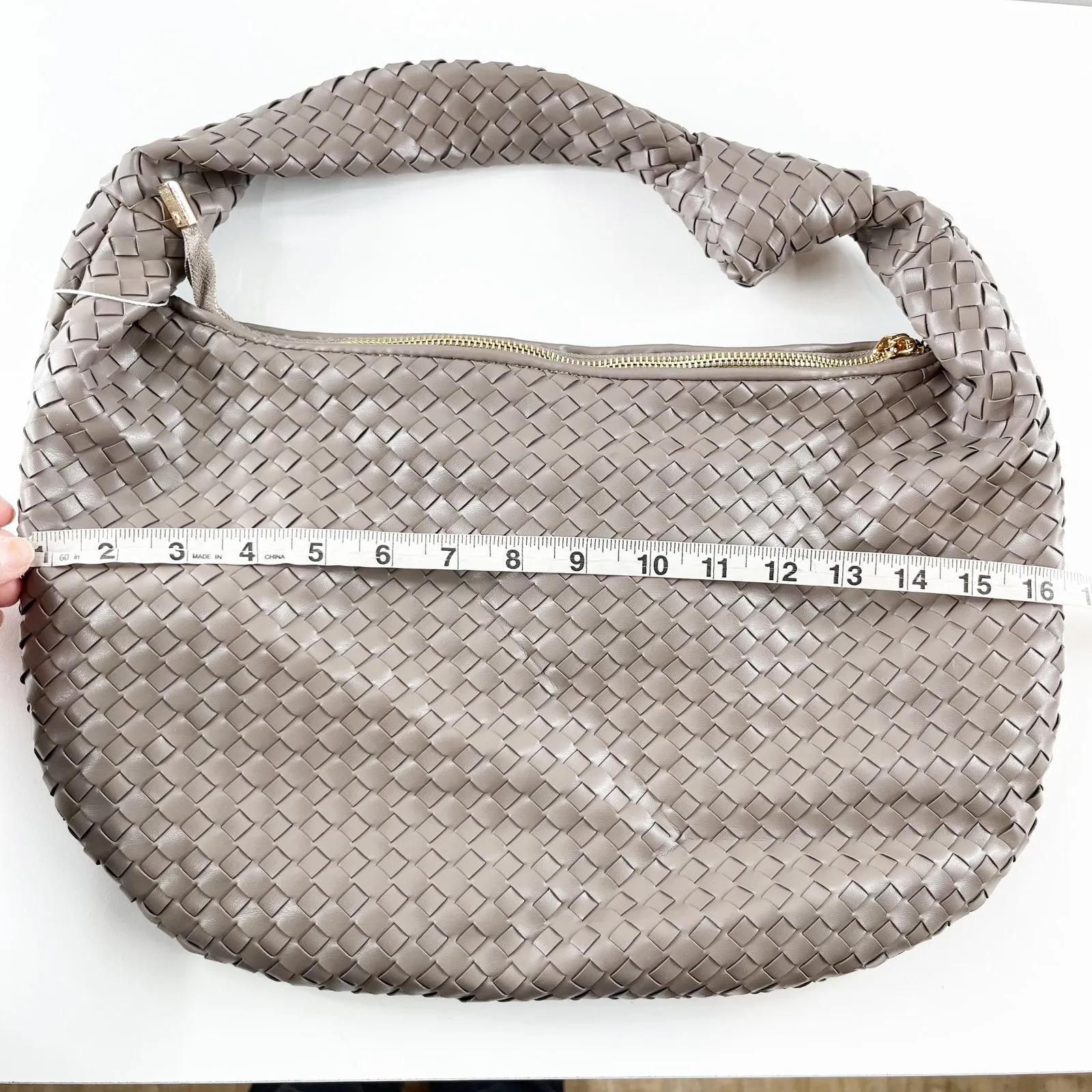 Melie Bianco Anthropologie Brigitte Woven Satchel Shoulder Bag Purse Gray - Image 10
