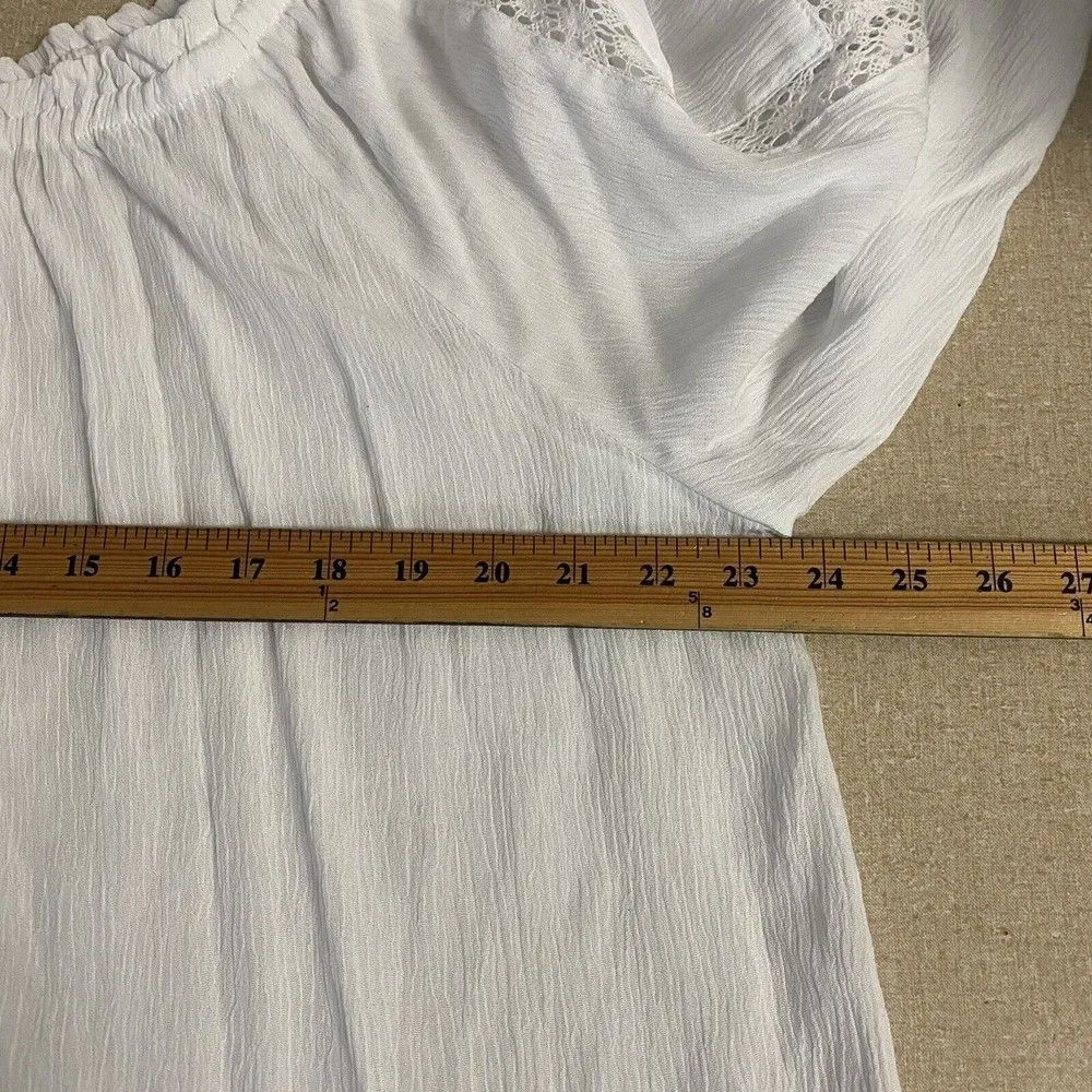 Coldwater Creek Woman's Plus 1X White Blouse Off Shouder Semi Sheer Gauzy? Top - Image 12