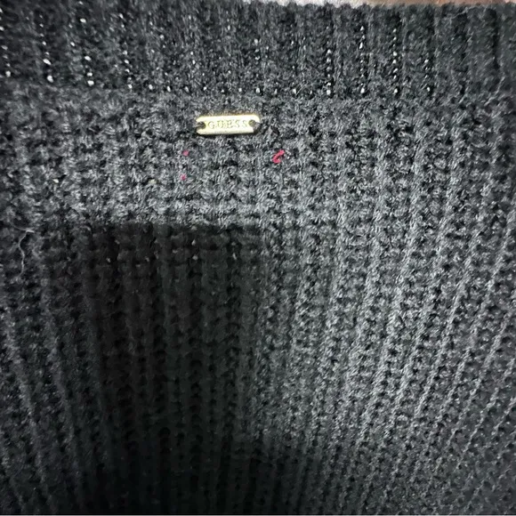 NWT‎ GUESS Roma Y2K Faux Fur Cable Knit Black Sweater Size L Whimsigoth - Image 7