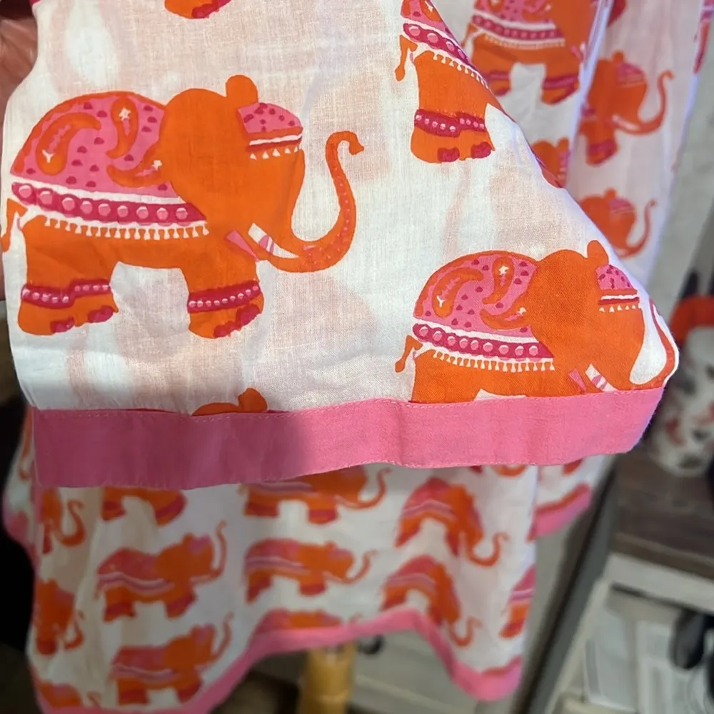 Madison Mathews Orange and Pink Elephant Novelty Top 100% cotton Size M - Image 3