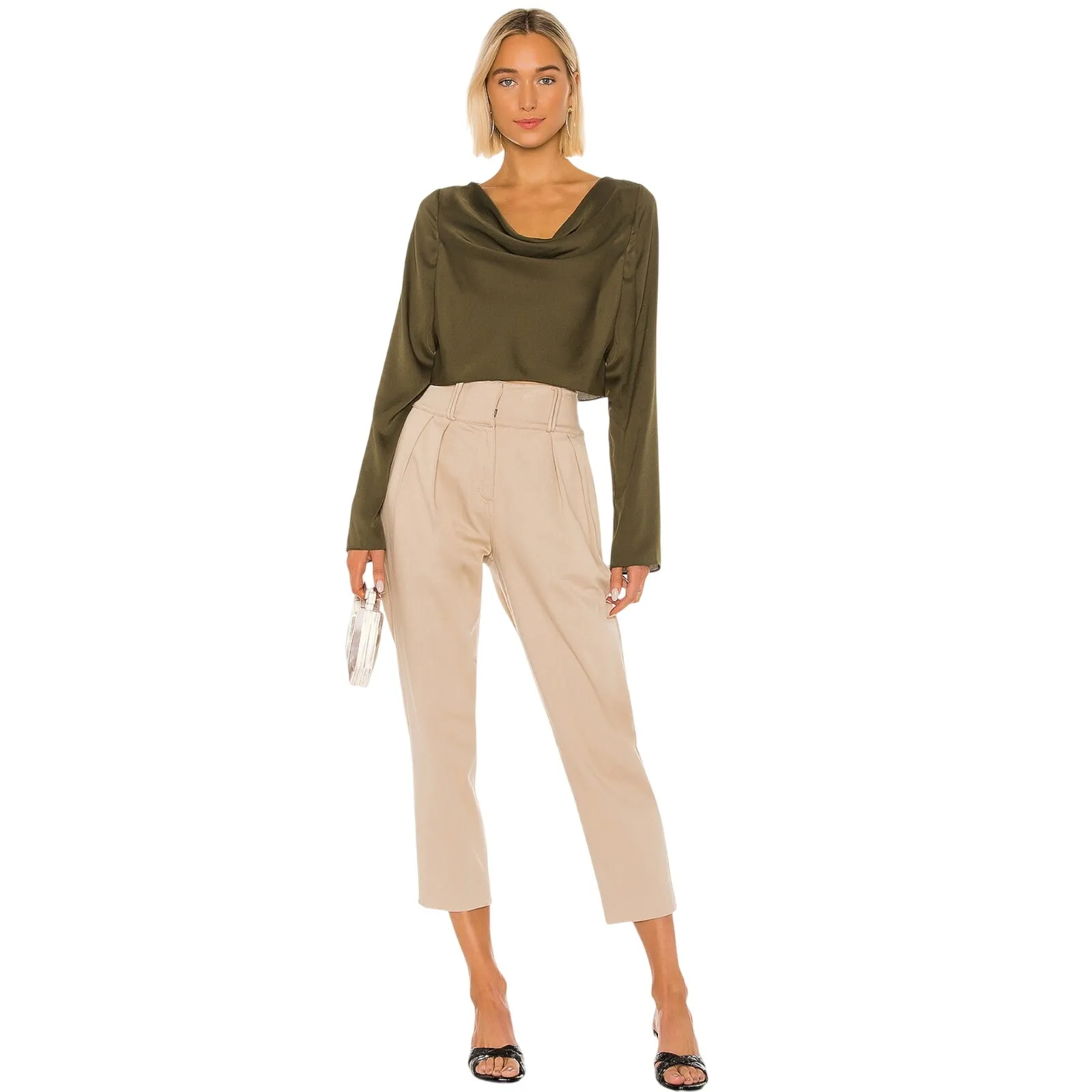 L'Academie The Florina Top in Olive Green Size Large - Image 4