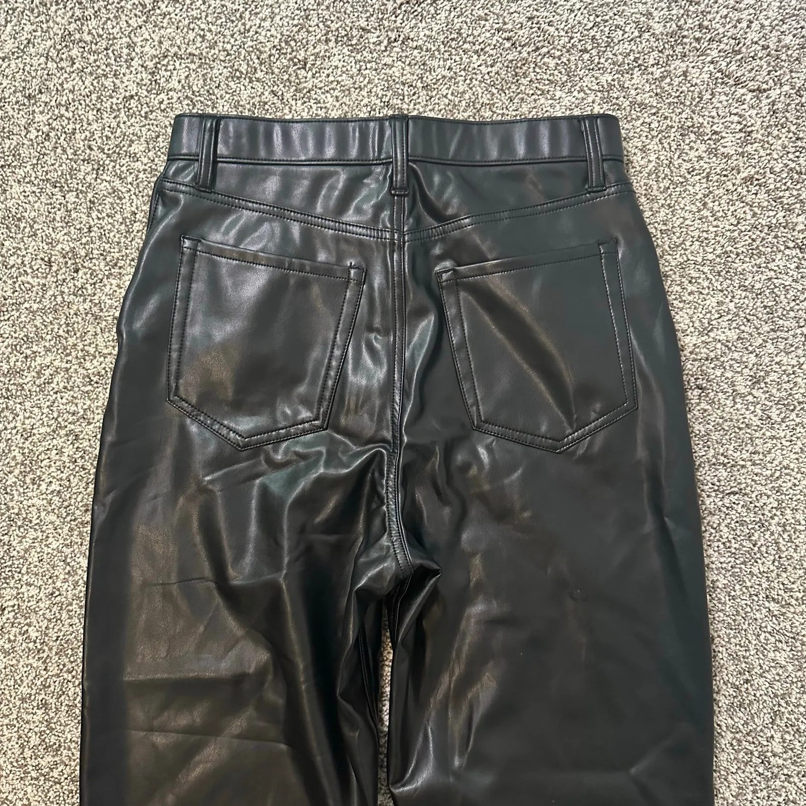 Abercrombie & Fitch black faux leather ankle straight ultra high rise pants 8 - Image 5