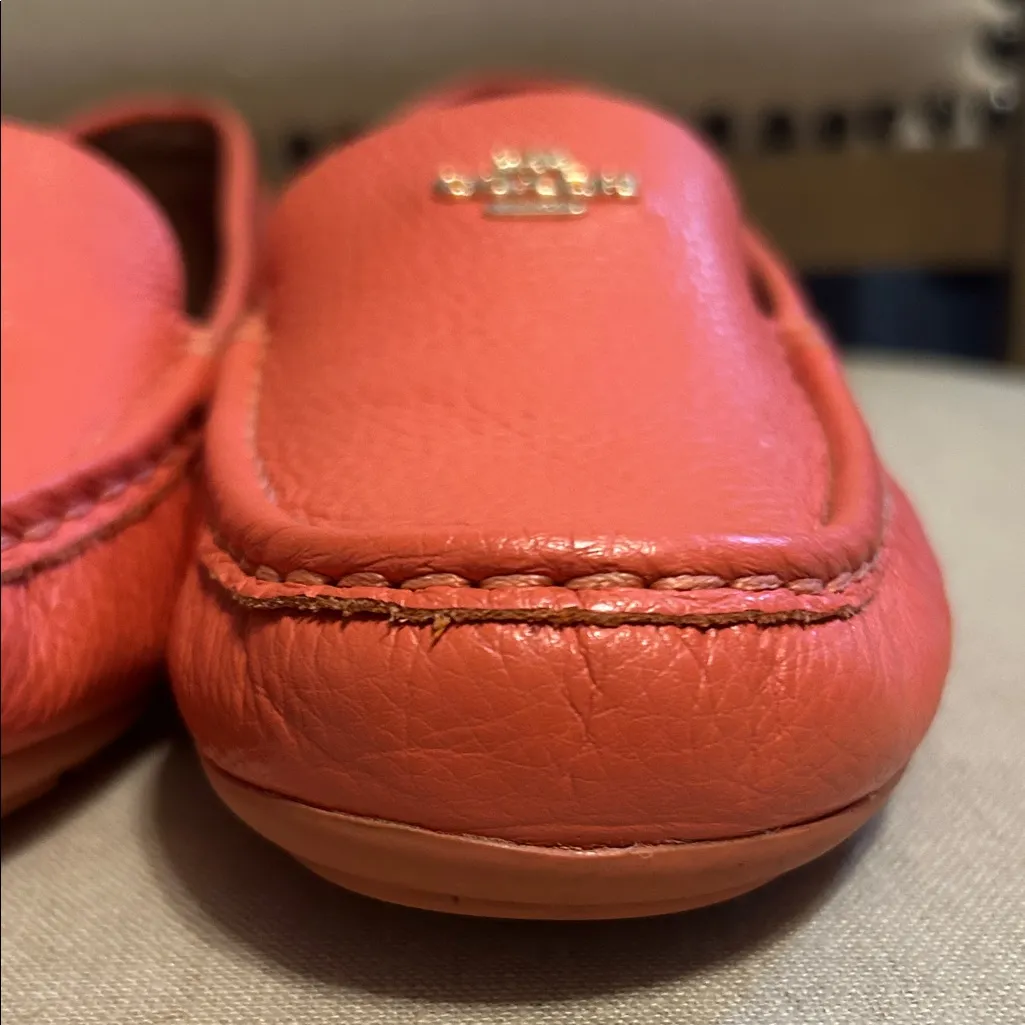 Coach Vibrant Coral Leather Slip-Ons, Size 8.5 - Image 3