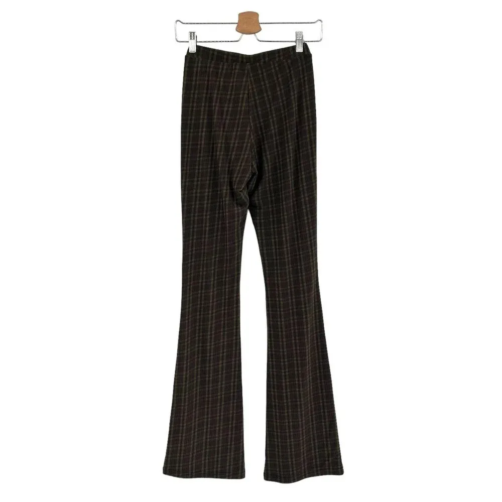 Tiger‎ Mist Brown Plaid Flared Pull-On Bell Bottom Pants Size XS - Image 5