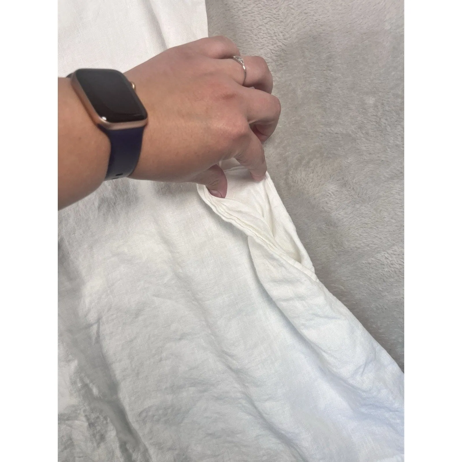 Bryn Walker 100% Linen Hopper Dress White Size S EUC Lagenlook Fairy Cottage - Image 8