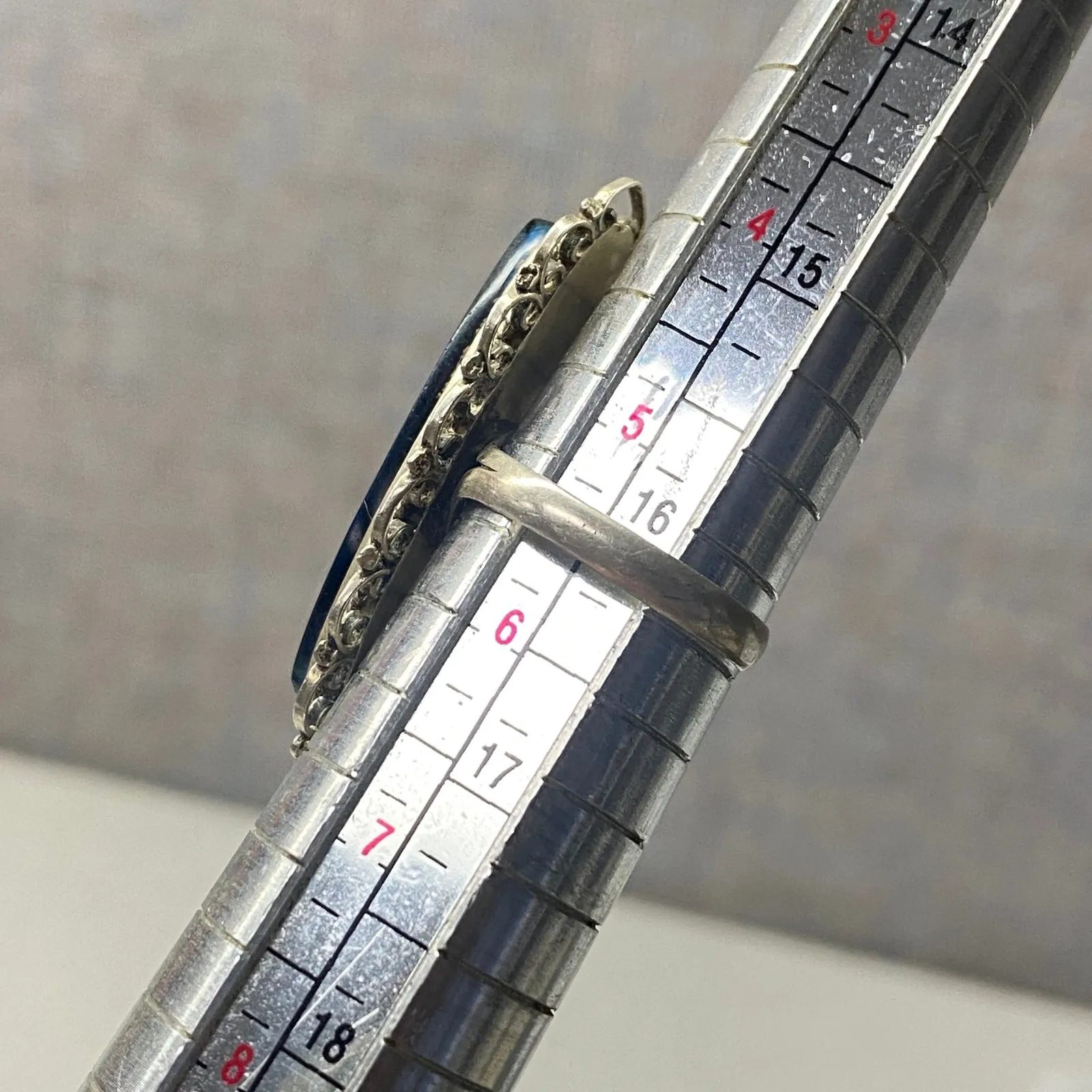 Vintage Sterling Silver Oval Blue Glass Filigree Ring Mexico 925 Old Money - Image 13