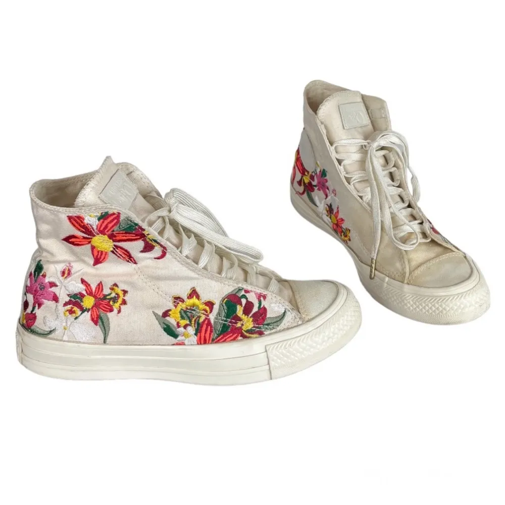 Converse X PatBo Floral High Top Sneakers Sz 5 Lace Up Embroidered - Image 3