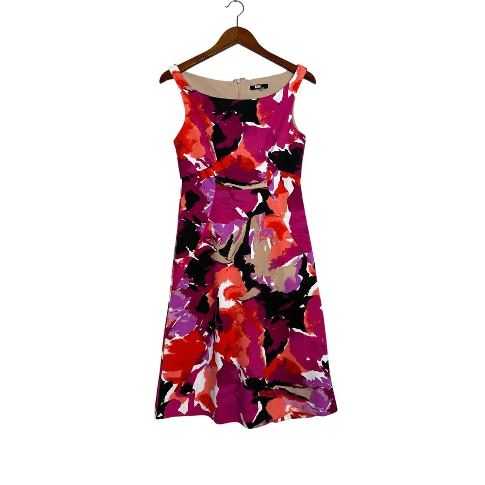 Trina Turk Robles Watercolor Art Sleeveless Halter Style Mini Dress 2 Pink Black - Image 14