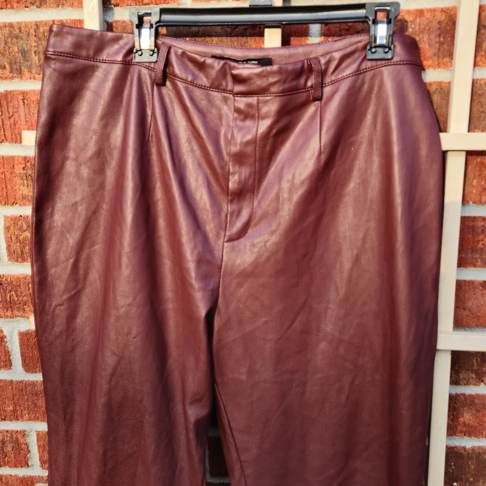 Marc New York Faux Leather Burgundy Pants Size 16 - Image 2
