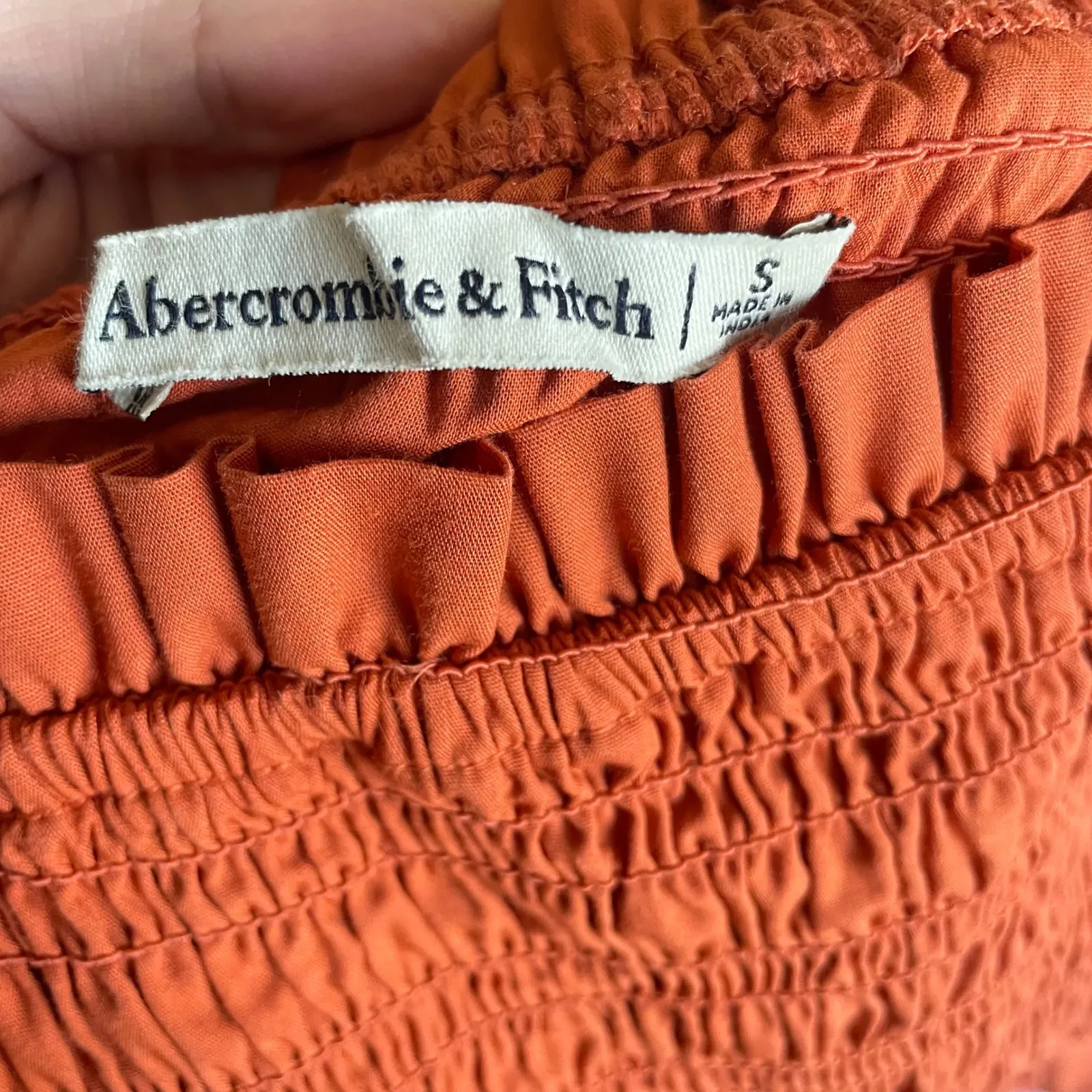 Abercrombie & Fitch Smocked Tiered Poplin Cotton Mini Dress - Image 3