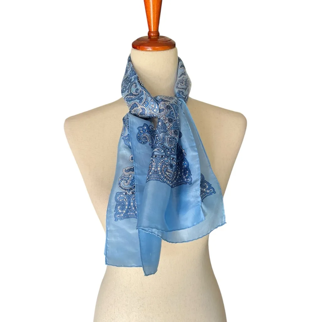 Blue Paisley Patterned Fabric Neck Scarf - Image 5