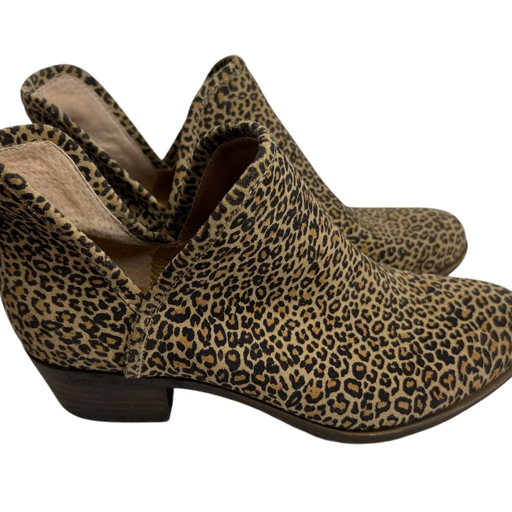 Women’s 8 M Lucky Brand Baley2 Booties Leopard Print Slip On Ankle Heels Baley 2 - Image 4