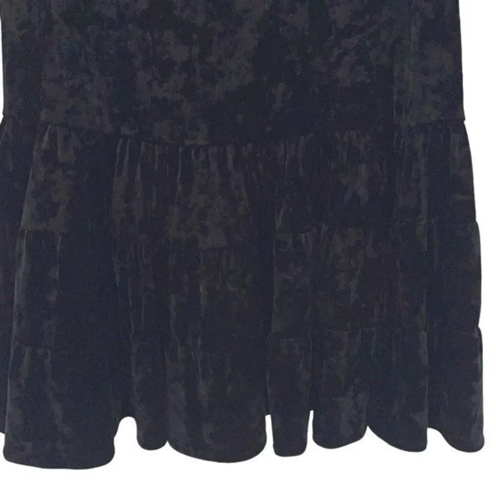 NWOT Vintage New York‎ & Co Womens Crushed Velvet Tiered Midi Skirt Black Small - Image 3