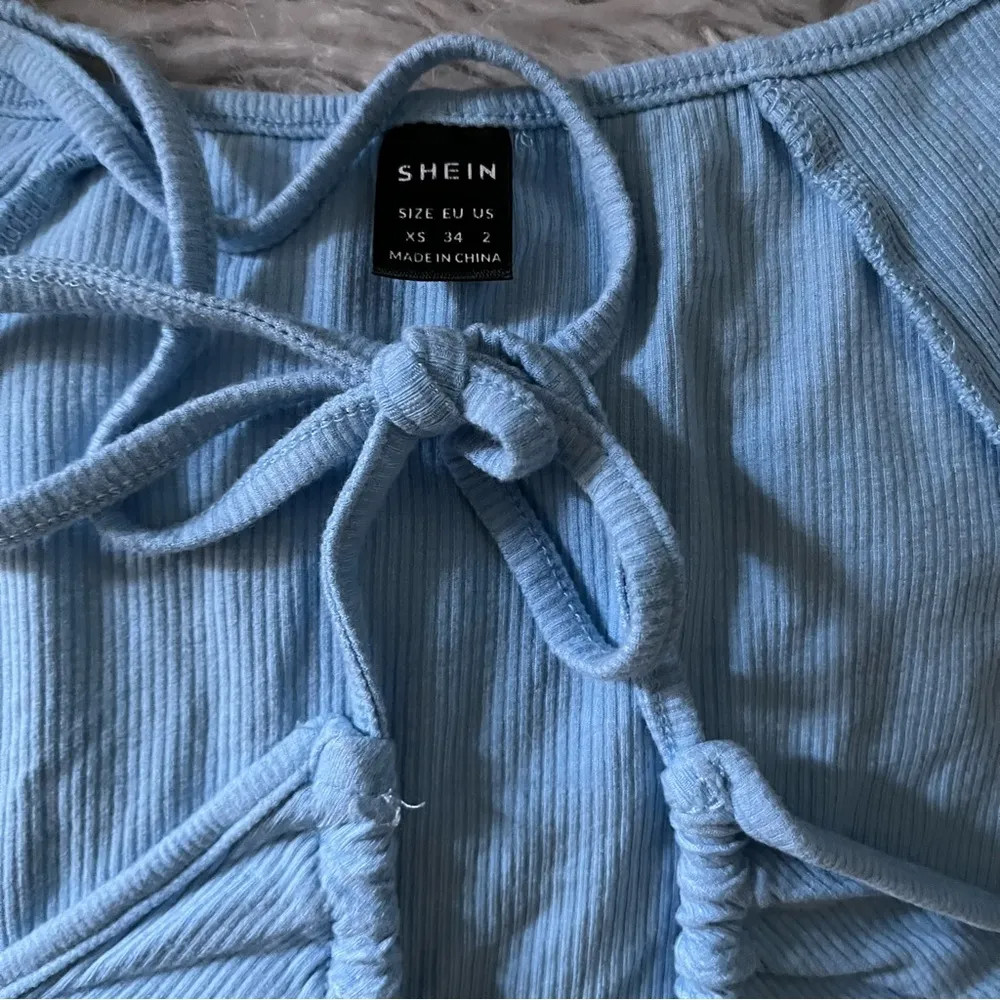 Blue long sleeve halter crop top Size XS - Image 3