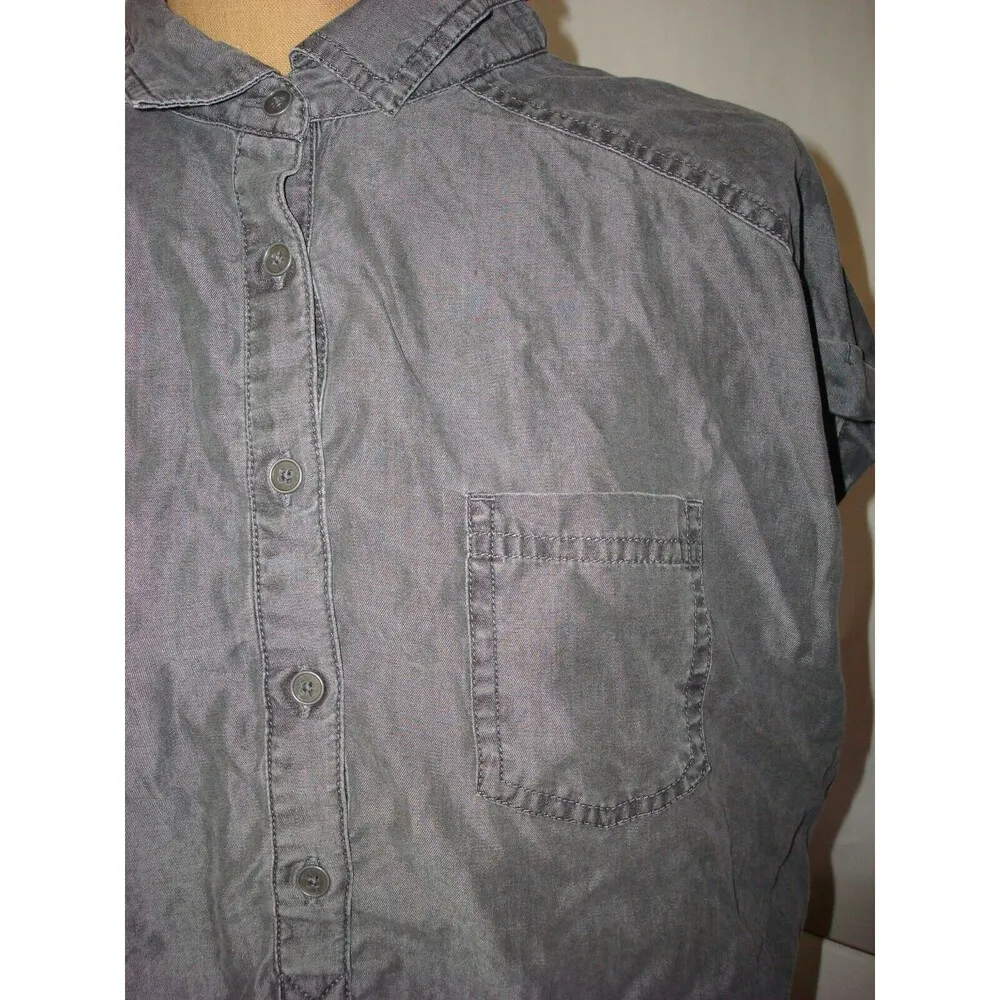 New Womens NWT L Grey Wash Azul PrAna Top Tencel Short Sleeve Casual Comfy Light - Image 6