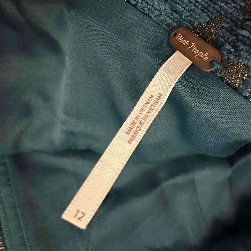 Free People Blue Floral Patterned Mini Skirt Size 12 - Image 4